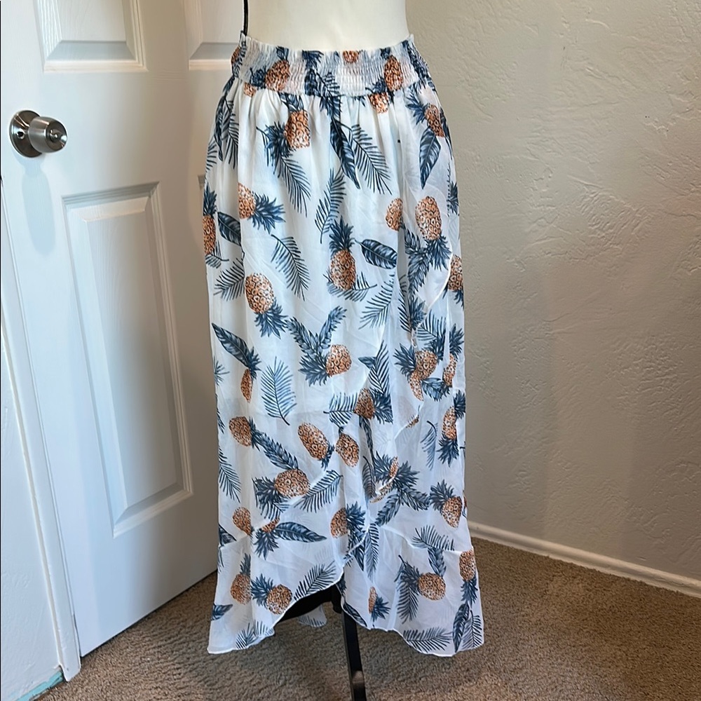 Cupshe Blue and Gray Ruffled Trumpet Maxi Skirt